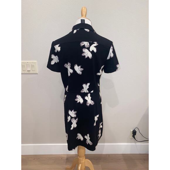 Marc by Marc Jacobs Painted Flower Crepe Dress Black Buckle Detail Size Medium - Picture 3 of 5
